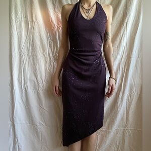 Classy vintage beaded party dress wine colored XS